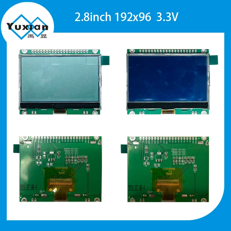 19296 COG 2.8inch LCD Display ST75256 Control 6800 / 8080 / SPI / 12C insterface 20PIN 3.3v White Blue Screen