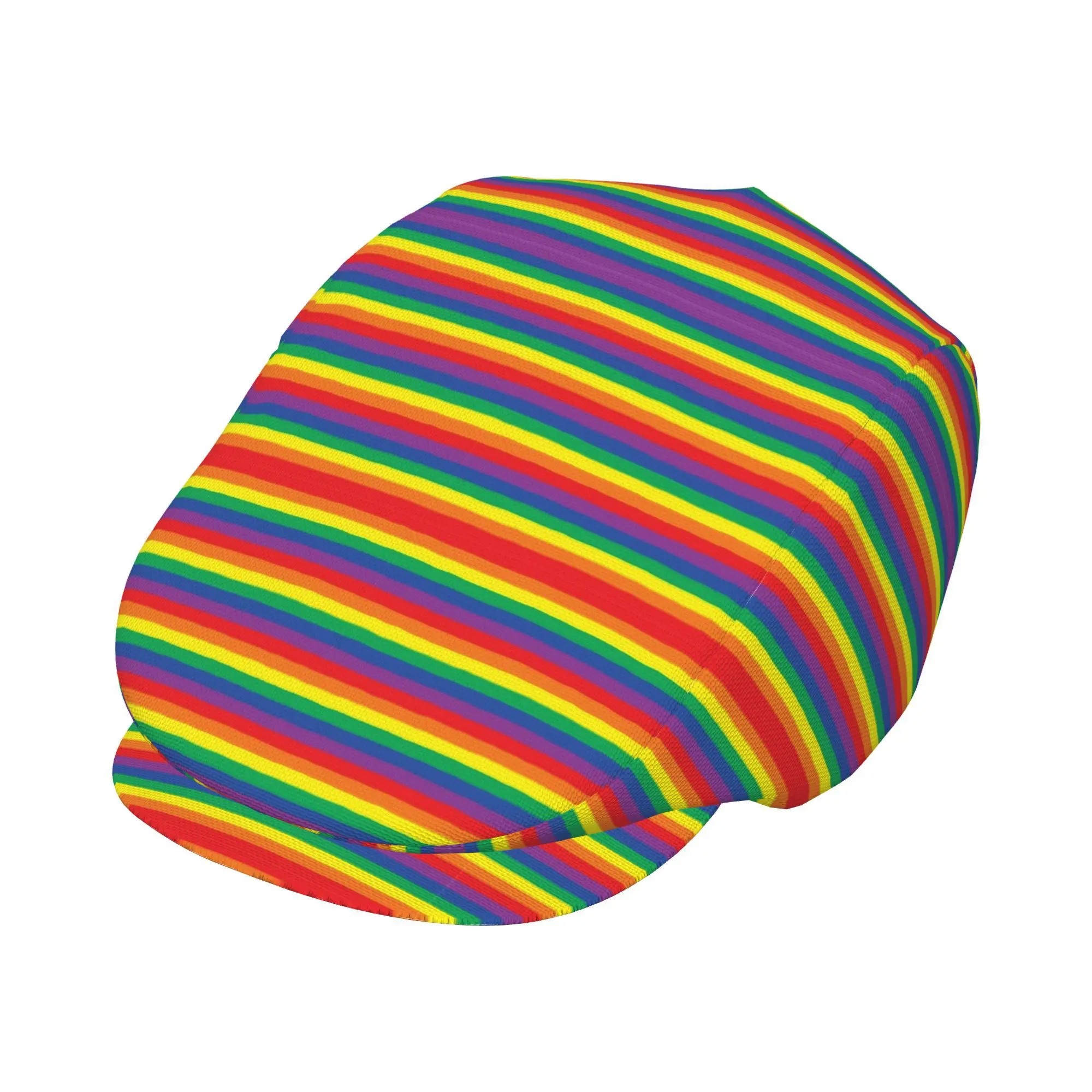 1pc Rainbow Stripes All-over print flat-top hats for men and women, newsboy caps, berets, Irish hats, driver caps, retro hats, p