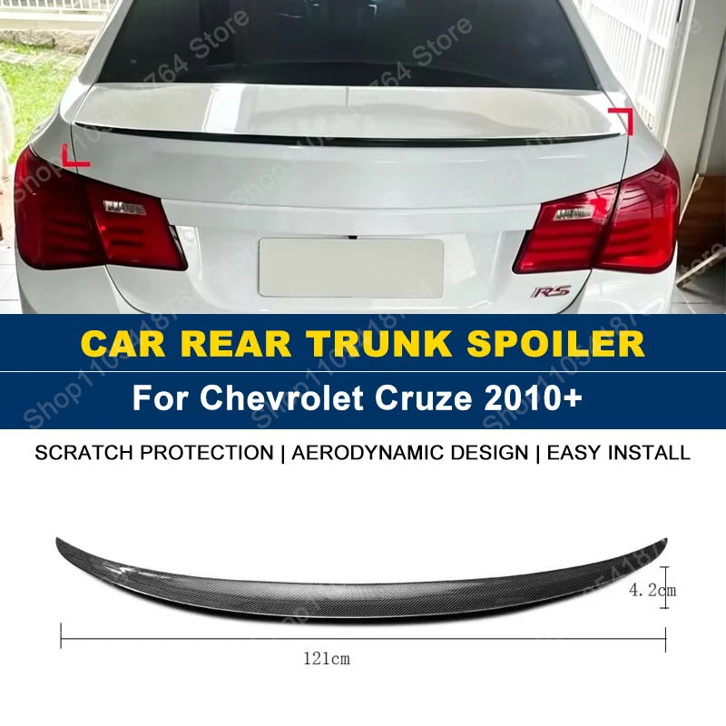 Alerón Trasero para Chevrolet Chevy Cruze LT RS 2010+, Accesorio para Auto, Color Negro Brillante, Plástico Suave
