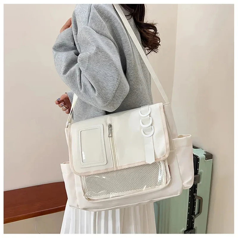 Neue japanische Harajuku Transparente Ita-Tasche mit DIY-Abzeichen-Displayplatte, Schulter-Umhängetasche für Mädchen – Detail 2