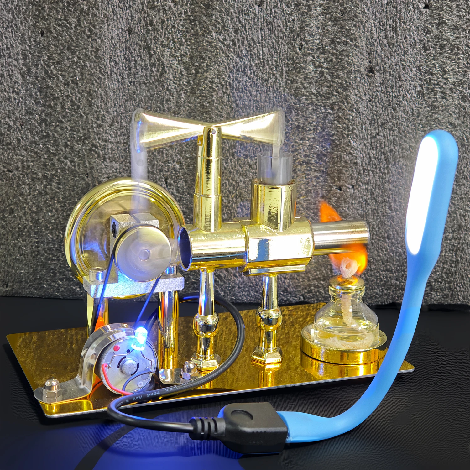 Hot Air Single Cylinder Stirling Engine Generator Physics Popular Science Production Invention Collection Toy