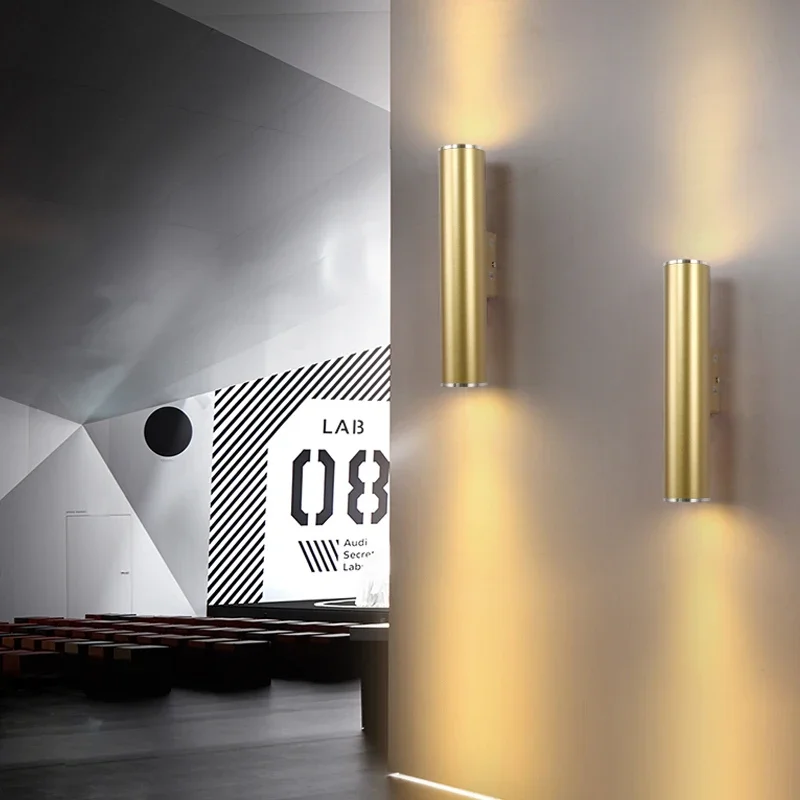 Gold Pipe Wall Lamps Home Decor Bathroom Bedroom Mirror Light Villa Balcony Corridor Sconces Modern Led Tube Ligting Luminaria
