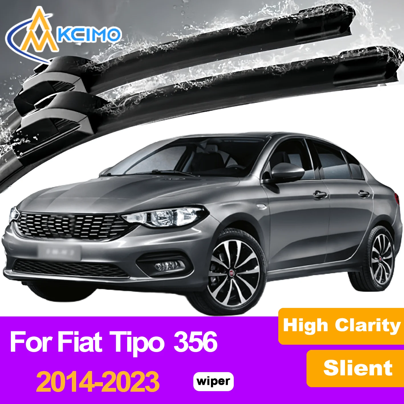 

Kcimo Front Windshield Windscreen Wiper Blades Set of 2, High Performance Rubber, For Fiat Tipo 356 2014-2023, Quiet & Smooth