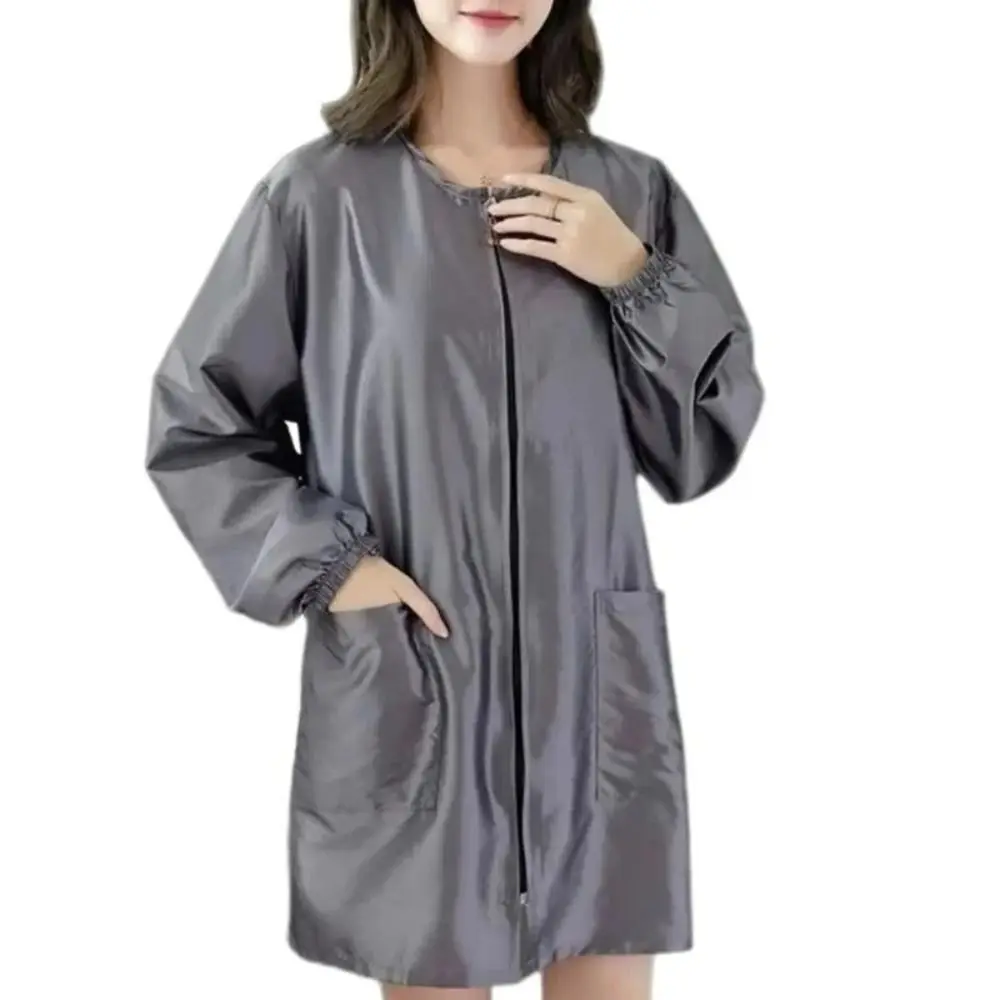 

Рабочая одежда для парикмахерской с короткими/длинными рукавами, полиэстер, легкая молния, униформа для парикмахерских, антипригарная дышащая одежда для волос