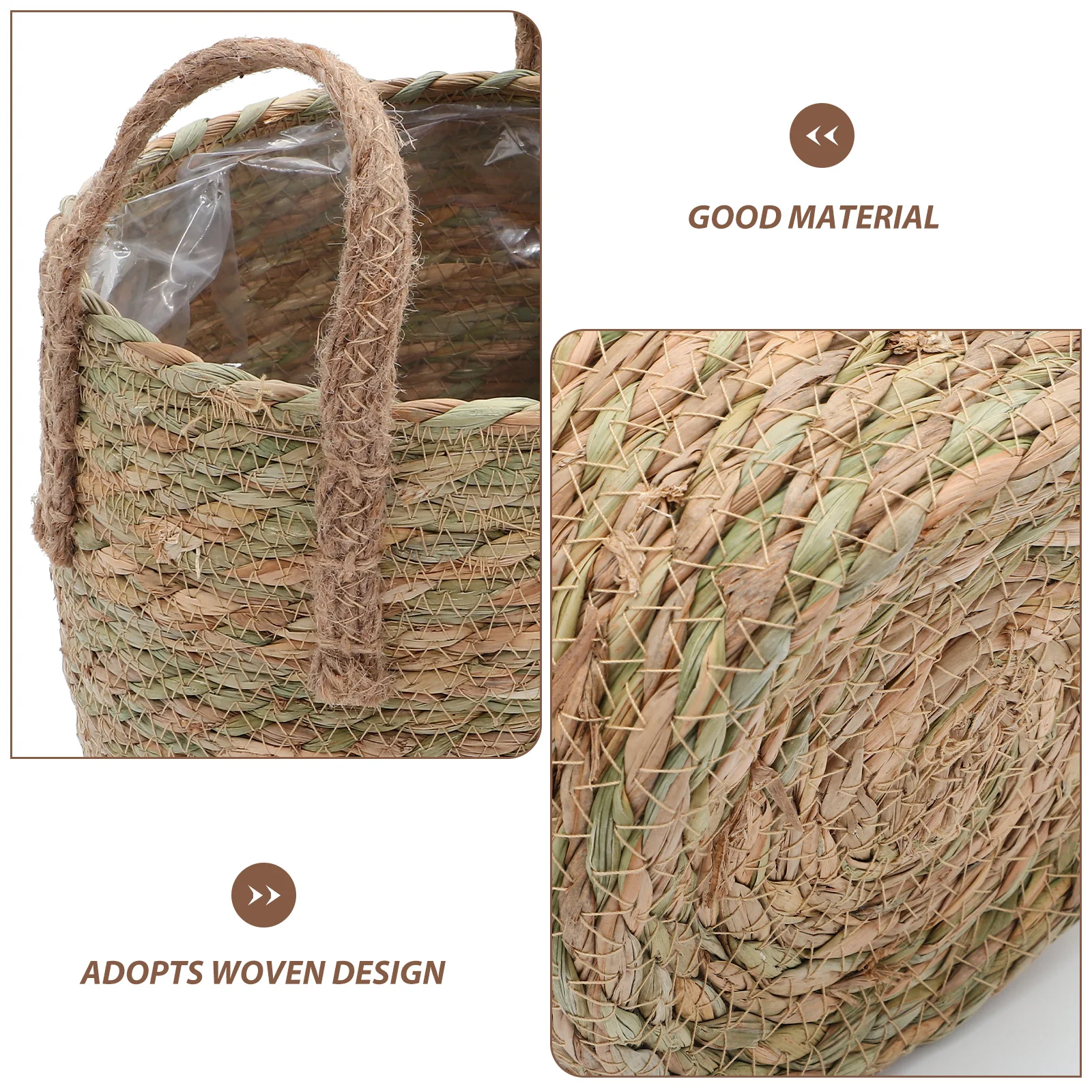 

Round Straw Woven Flower Basket Plant Pots Indoor Decorative Storage Basket Large Space Strong Durable Lightweight