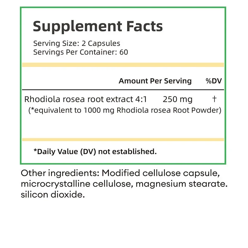 Капсулы Rhodiola Rosea — усилитель мозга, улучшает поддержку функций мозга, внимание, память и нервная система, снимает стресс