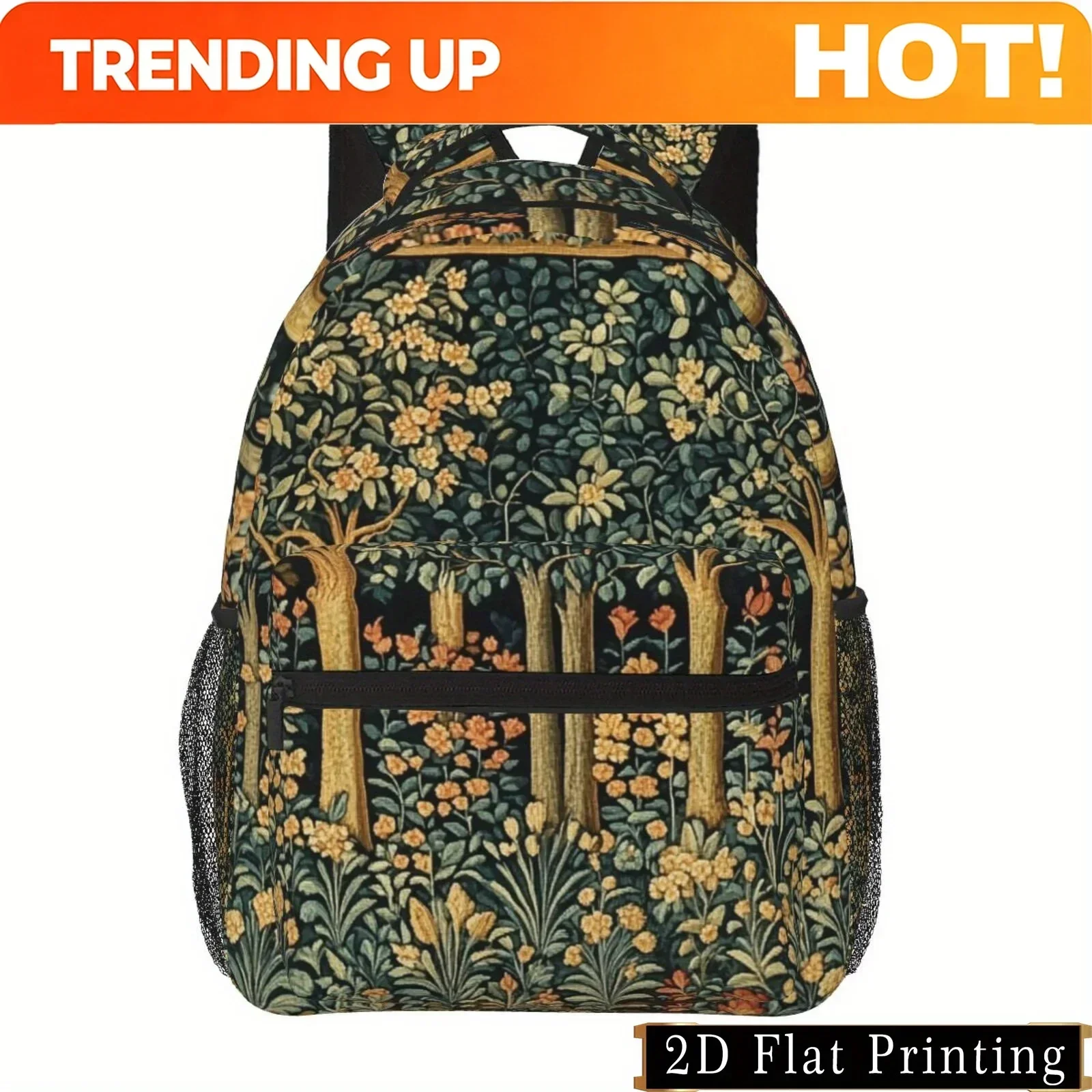 Custom Custom Forest Flower Print Pattern, Shoulder Strap And Waist Protection Design Backpack, Fashionable IPad Laptop Bag