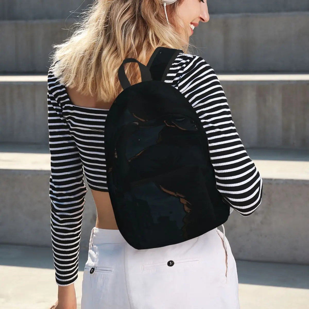 الانضباط الداكن حقيبة ظهر قماشية بسيطة وأنيقة #6