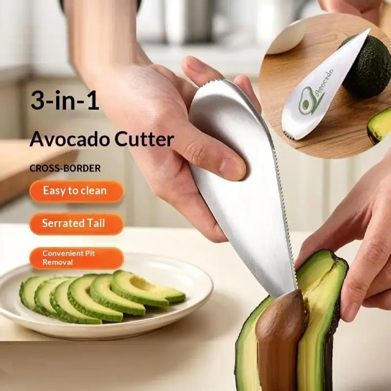 Stainless Steel Avocado Slicer Pitter Knife With Serrated Edge Easy To Clean For Home Kitchen Daily Fruit Prep Tasks