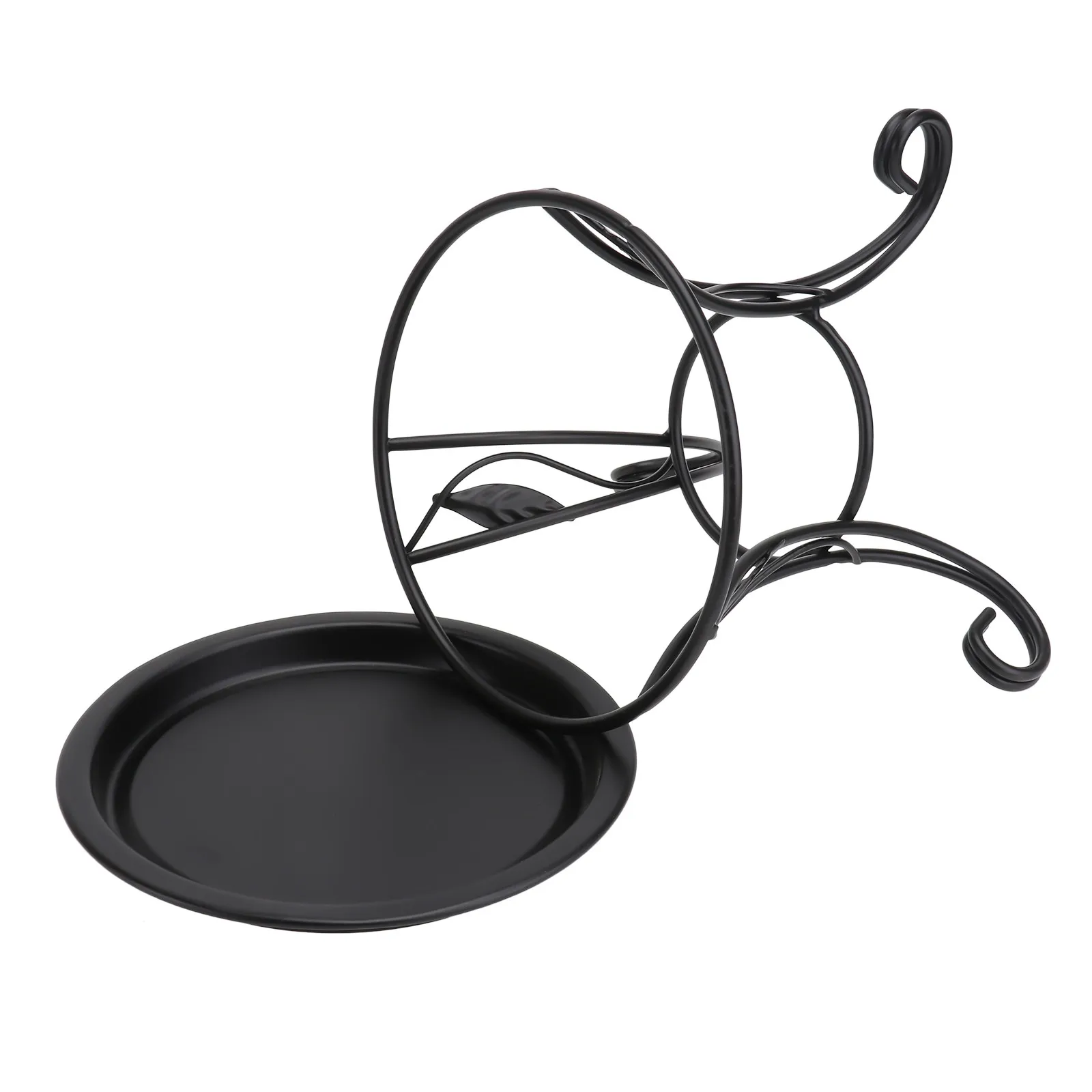 Mini Iron Plant Stand Black Small Flower Pot Holder Rust Resistant Indoor Outdoor Succulent Decor Balcony Desk Plant Shelf