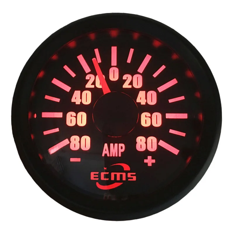 Cars 52mm Pointer Amp Meters Ampere Gauges +/-80A Display Ammeters Black Amp Gauges ±75mV Signal with Sensor 9-32v