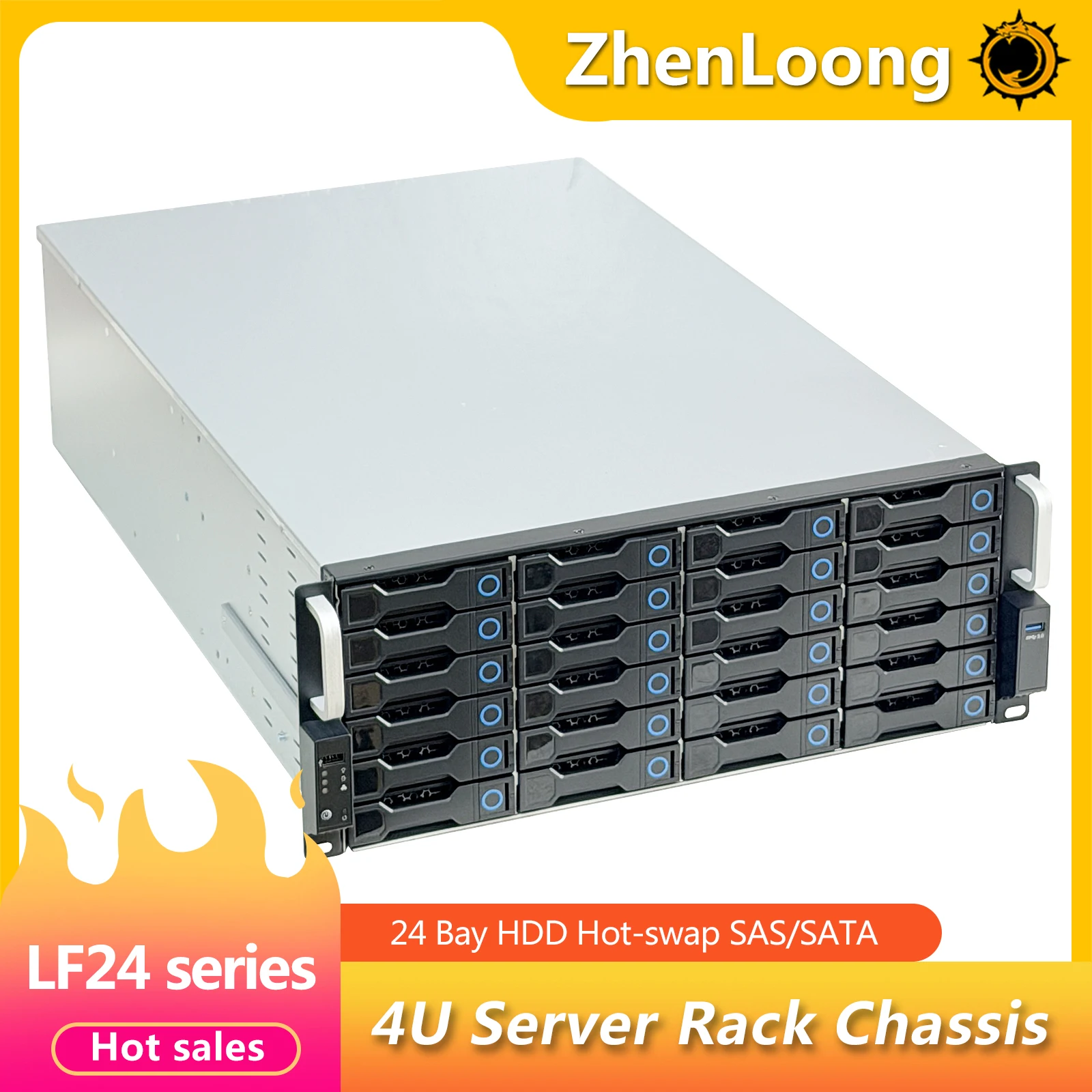 ZhenLoong New 4u 24 Bay  Server Chassis Hard Drive Disk Hot Swappble HDD SAS SATA 19
