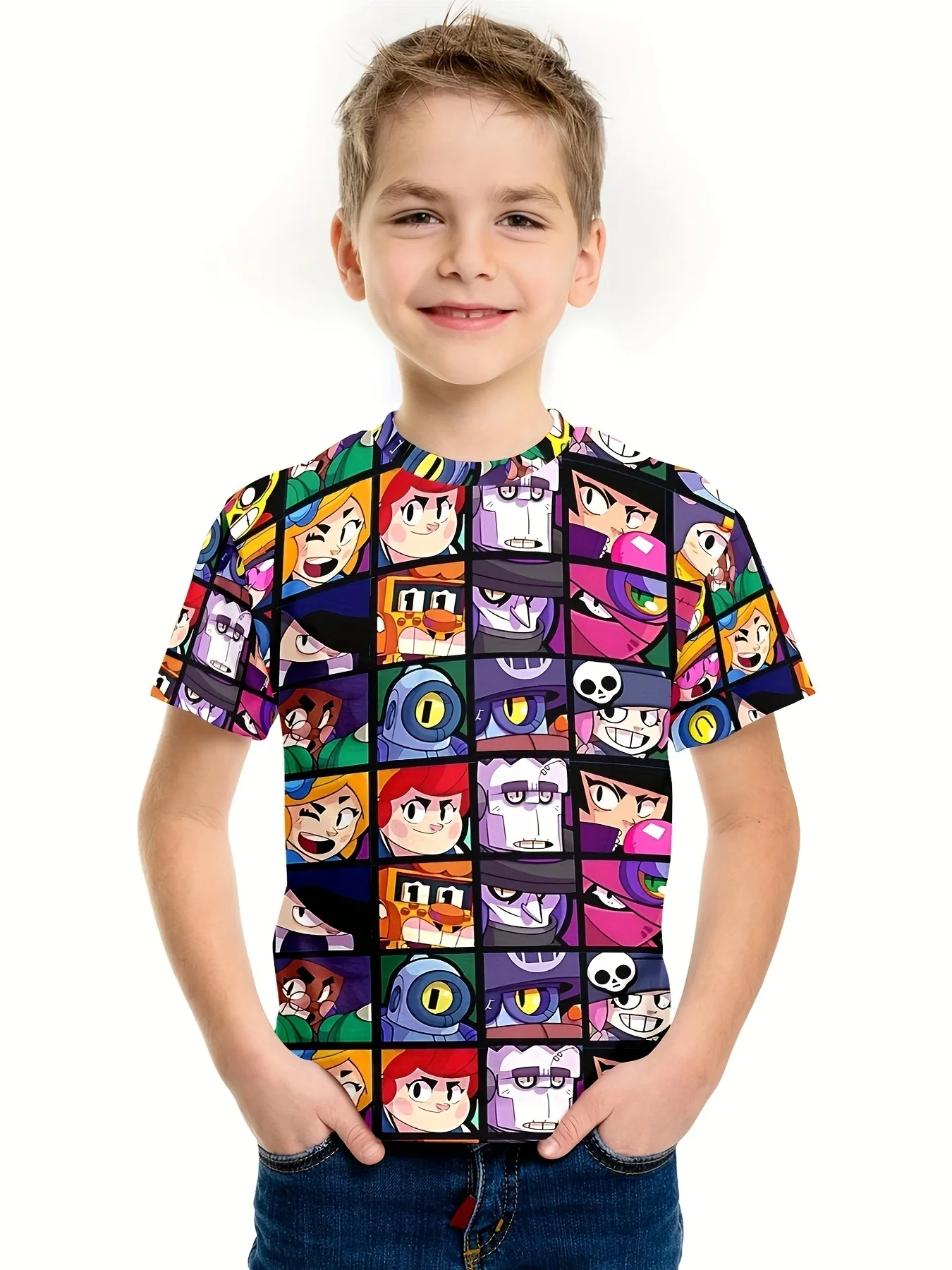Camiseta de Verano con Estampado de Brawl Stars, Estilo Chameleon, Talla Grande, Hip-Hop, Cuello Redondo, Informal