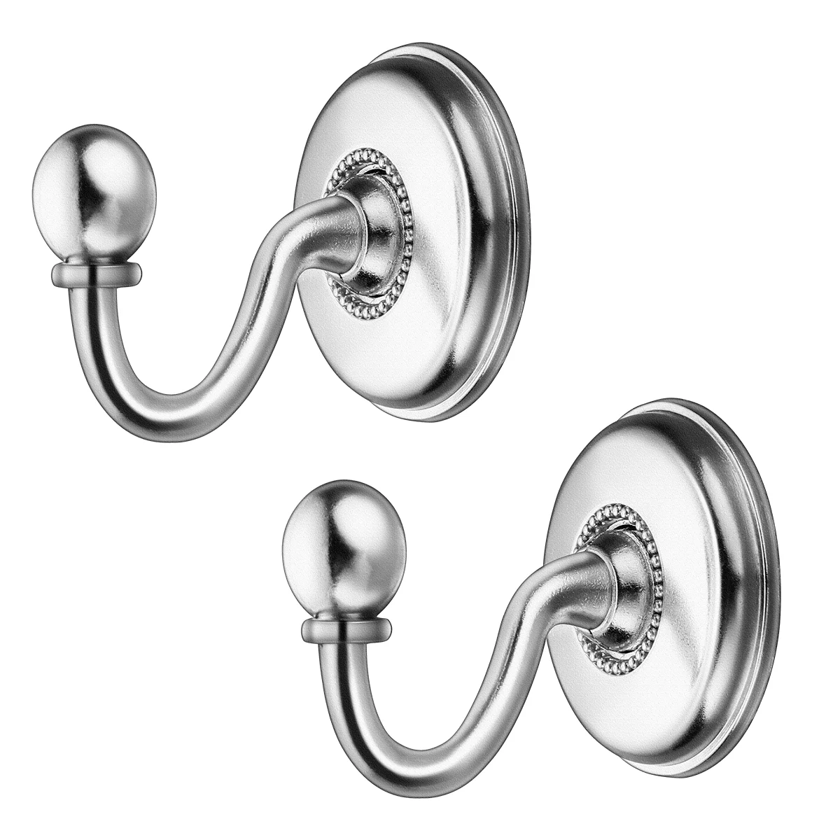 NUOLUX 2Pcs Vintage Alloy Pommel Curtain Holdbacks Tieback Hooks Door Wall Hat Coat Hangers (Silver)