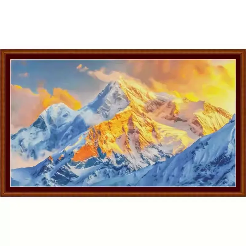 

ZZ6798 Golden Mountain Shining in the Sun 14CT 16CT 18CT Printed On Canvas Cross Stitch DIY Set Needlework Embroidery 124 Colors