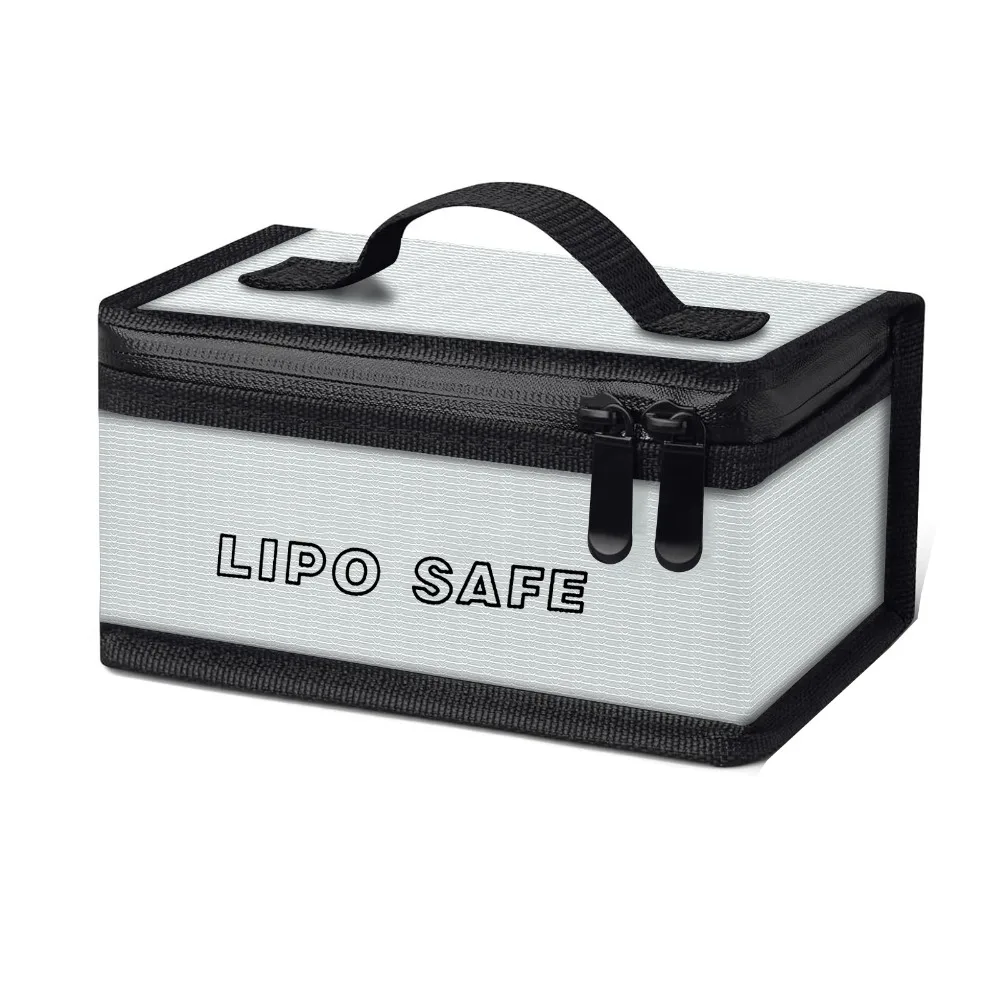 Portable Lipo Safety Bag Explosion-Proof Top Handle Battery Fireproof Handbag Waterproof Double Zipper Battery Safe Guard Pouch