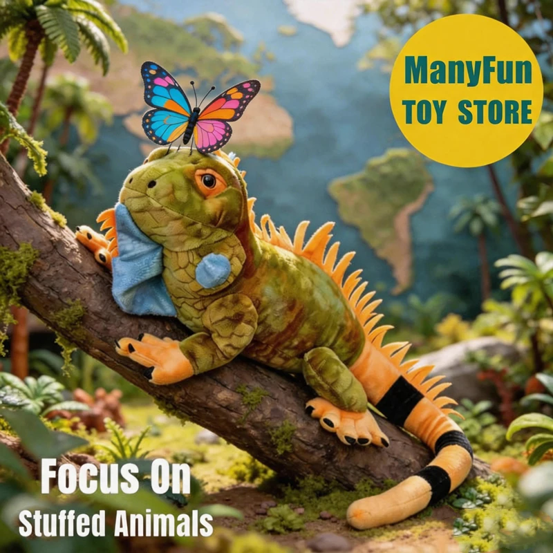 Green Iguana Plush Toy Realistic Marine Iguana Plushie Lifelike Lizard Stuffed Animal American Iguana Simulation Doll Lovers
