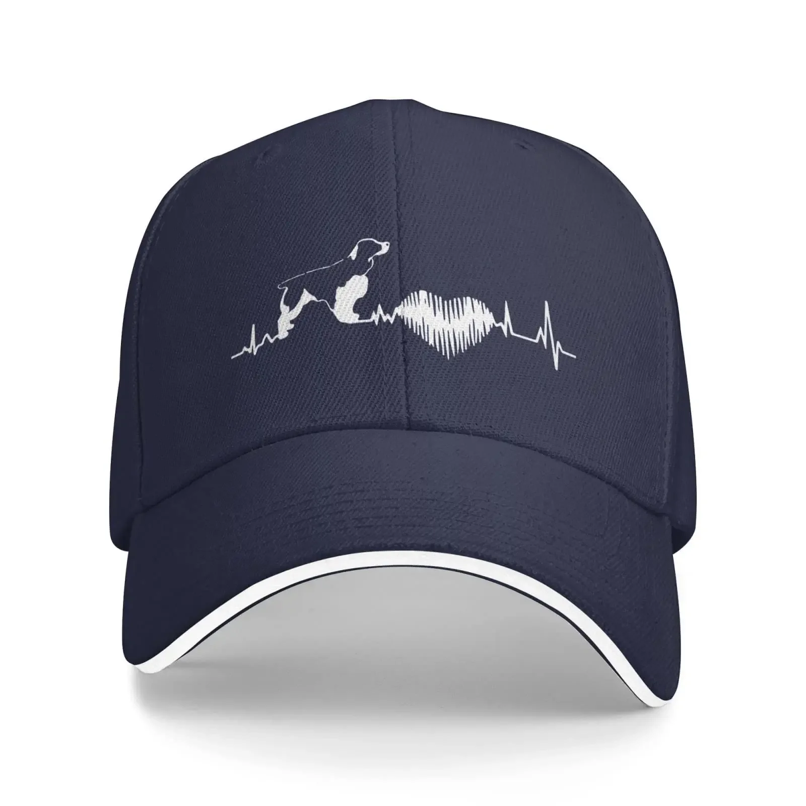 English Springer Spaniel Baseball Cap Men Women - Duck Tongue Classic Sandwich Hat Plain Navy Blue