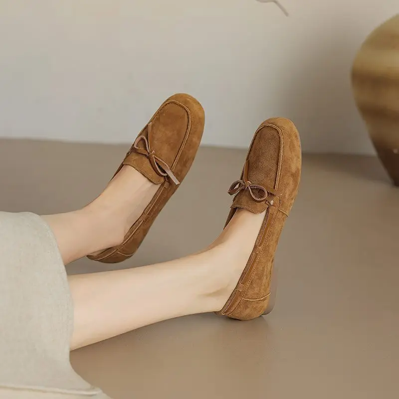 MORAZORA Size 34-40 New Women Flats Slip On Suede Loafers Spring Summer Flat Shoes Spring Summer Bowtie Casual Footwear Female