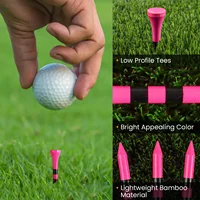 Short Golf Tees 54mm Wood for Iron Shots Bulk 50/100 Pack, Bamboo Tee for Stable Low-Tee Height 3