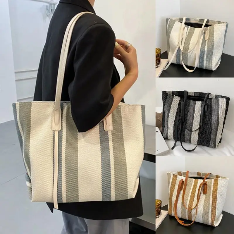 Summer Bags for Woman 2024 Stripe Designer Shoulder Crossbody Shopper Storage Bag Women Casual Canvas Handbag Tote Bag