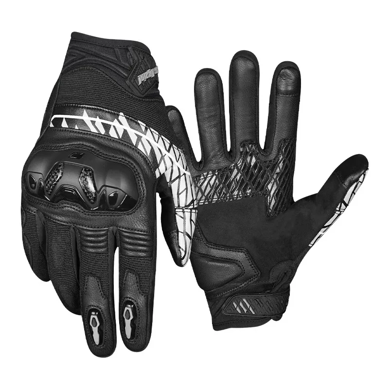 Summer High-end Genuine Goatskin Leather Motorcycle Gloves Carbon Fiber Men Women Racing Travel Riders Gloves Fall Prevention