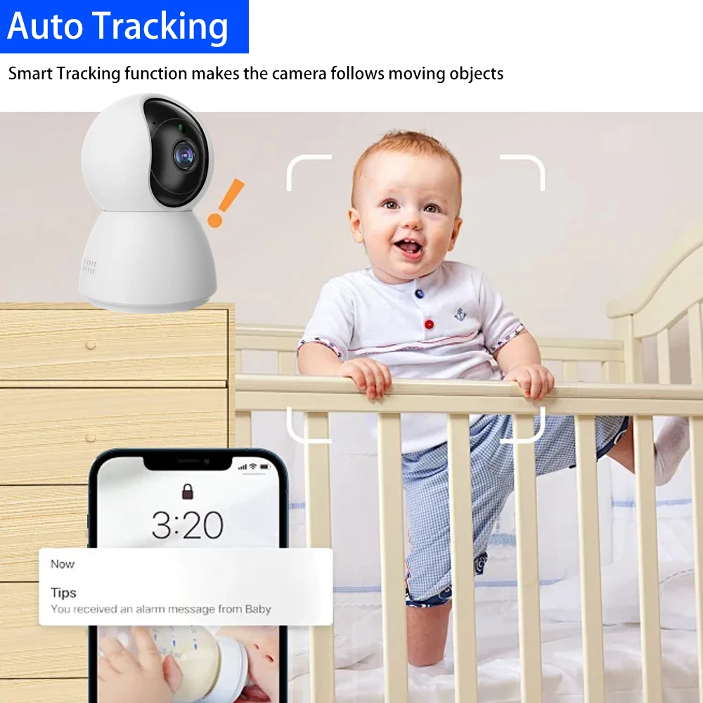 Mini Tuya 5MP WiFi PTZ Telecamera IP Baby Monitor Visione notturna Monitoraggio automatico umano Video Smart Life Telecamera di sorveglianza domestica