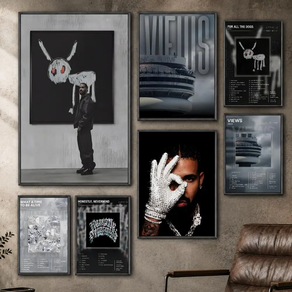 Music Drake Rapper Hip Hop RNB Album Poster  PP Self Adhesive Home Garage Dorm Bar Wall Decor Aesthetic Retro Gift
