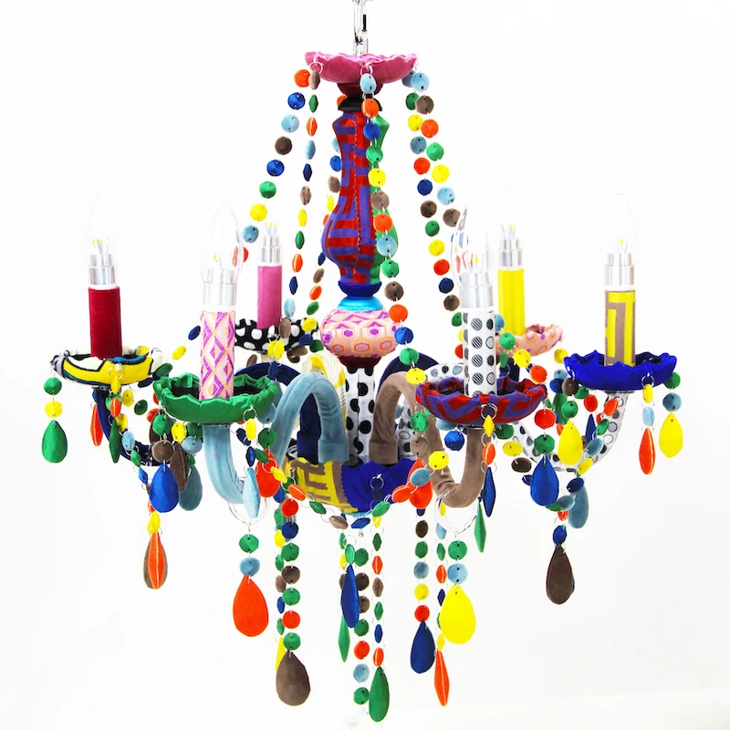 

Model room children's room bedroom color crystal chandelier Nordic art wall lamp Memphis style princess room chandelier