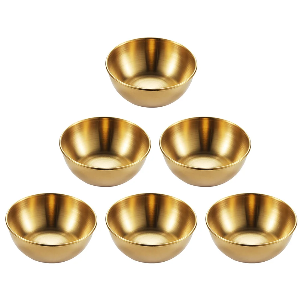 6 Pcs Dish Seasoning Practical Condiment Bowls Fruit Dishes Multipurpose Anti-rust Golden Ketchup