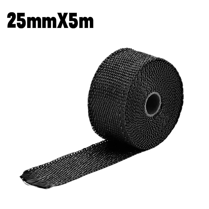 5m rol glasvezel hitteschild motorfiets glasvezel hitteschild tape uitlaat thermische tape hoge temperatuur met roestvrijstalen banden
