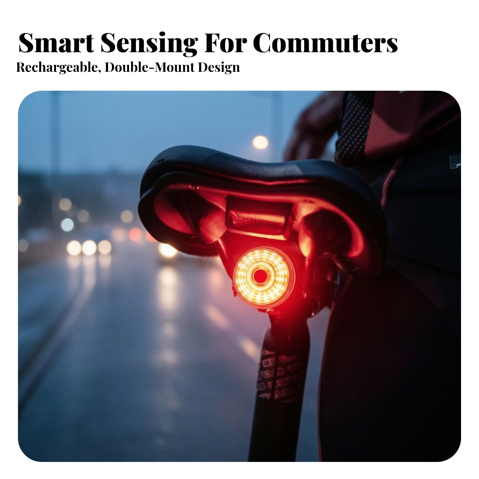 Bike Tail Light with Mounting Bracket Rechargeable Bike Rear Light Taillight Bright Sleek for Cyclists, Night Riding