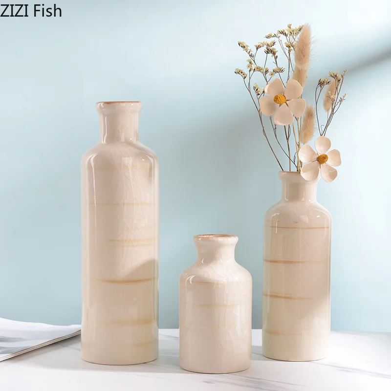 

Minimalist Cylinder Ceramic Vase 3 Pcs-Set Flower Pots Desk Decoration Flower Arrangement Floral Vases Room Aesthetic Decor