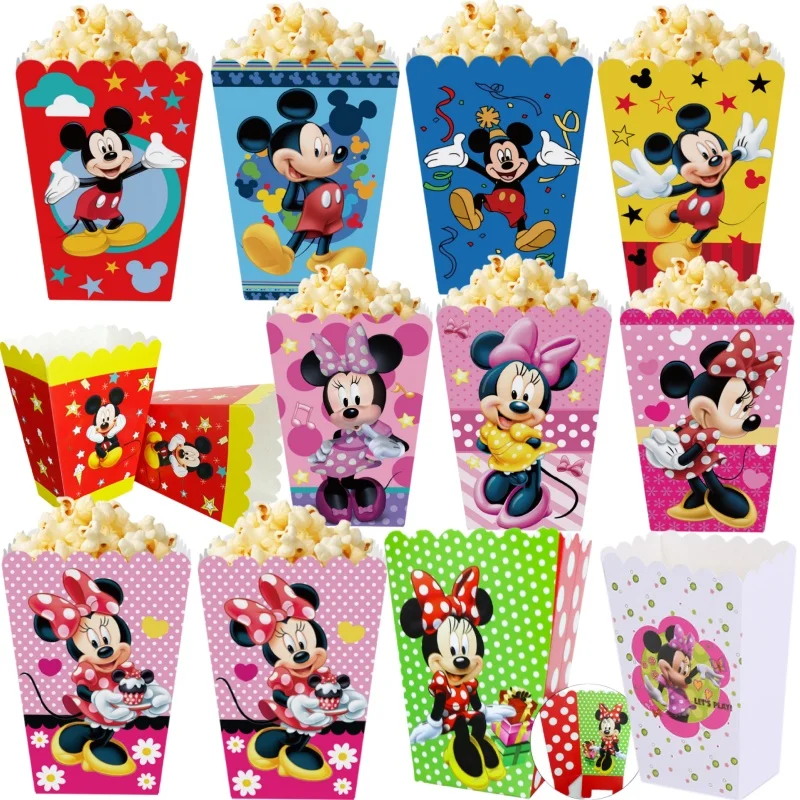 

6/24pcs Mickey Mouse Party Supplies popcorn Box Baby Shower Kids Birthday Party Favors Gift Box Christmas Popcorn Boxes