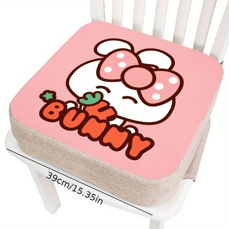 Adorable Bunny-Themed Height-Increasing Cushion - Breathable, Portable Polyester Seat Pad for Youngsters' Dining Chairs