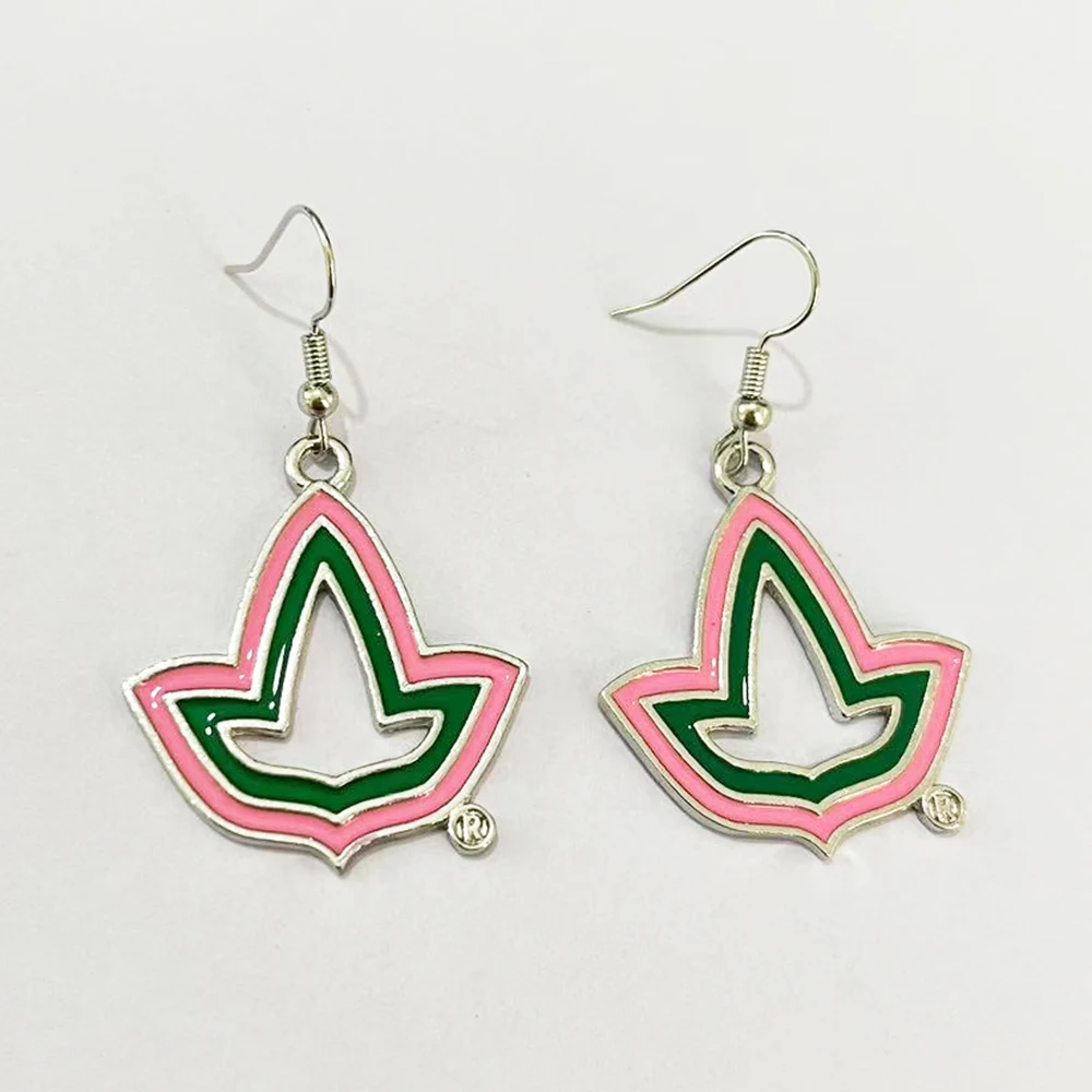 College Party Alumni Association Ladies' Gift Pink Green Ivy Earrings