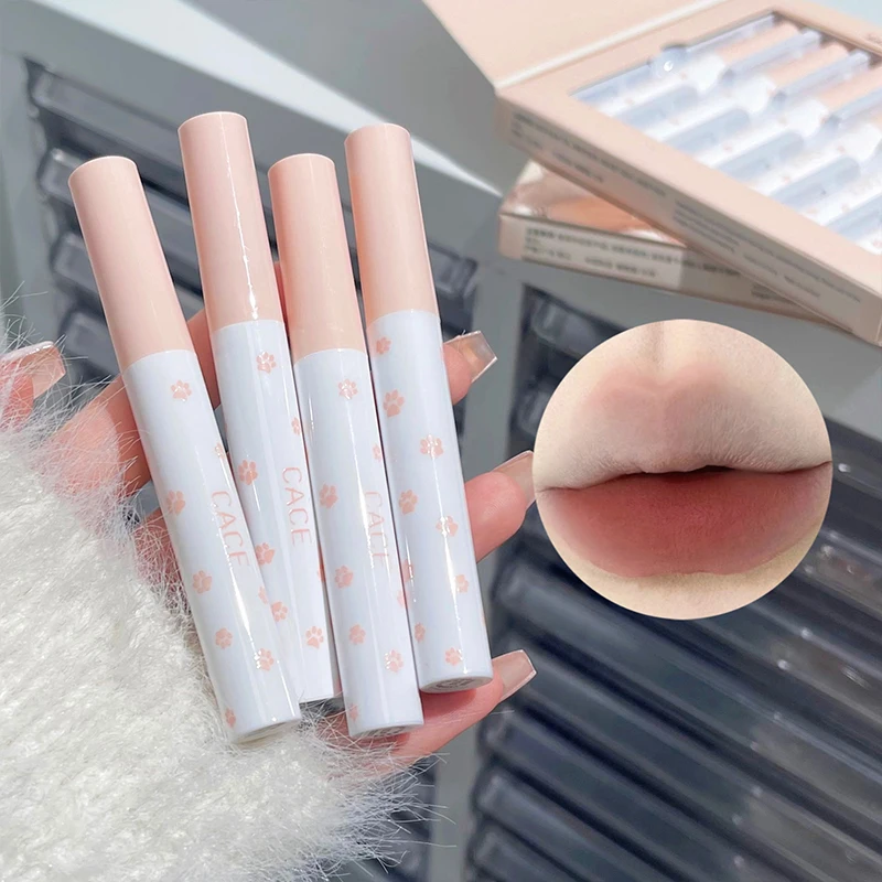 6-pack lip mud makeup set with velvet matte texture, waterproof and easy to apply natural makeup effect