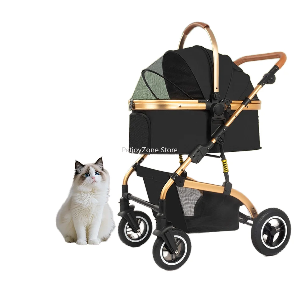 Comfortable BAB WAY 4-Wheel Foldable Iron Pet Stroller 1309-CT For Dogs & Cats Travel-Friendly & Compatible With Cars