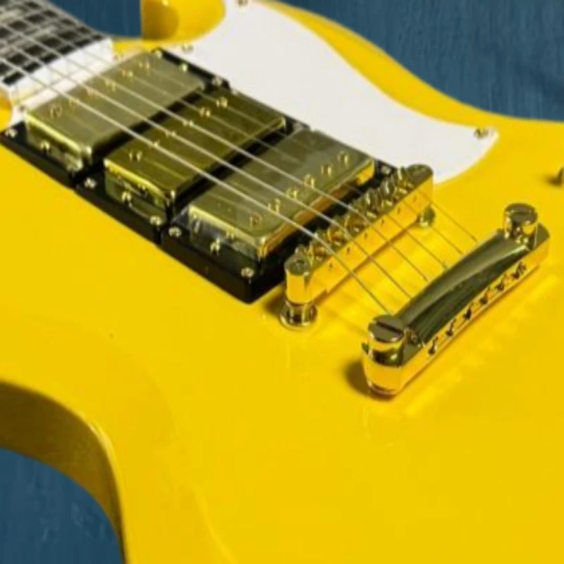 Guitarra Eléctrica SG00S de 40 Pulgadas, Amarilla y Blanca, Cuerpo de Caoba, 22 Tonos, Pastillas HHH, Puente Fijo, Música Rock, Envío Gratis