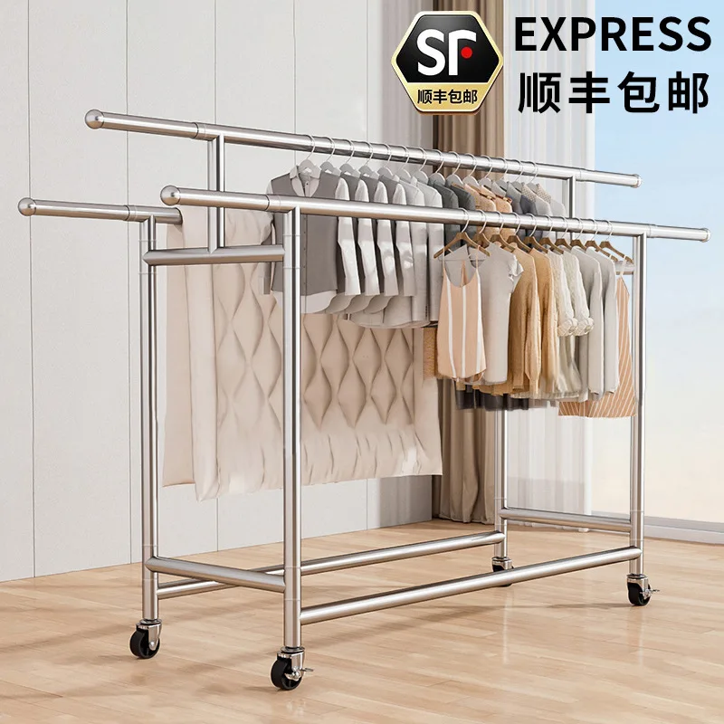 Stainless steel telescopic drying rack 304 removable floor-to-ceiling outdoor drying rack balcony available mobile folding rack