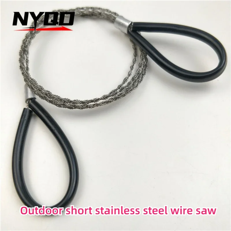 Short Stainless Steel Wire Saw Leather Cover Pull Ring Does Not Harm Hands Rescue Saw 360 Degree Rotation Outdoor Survival Tool