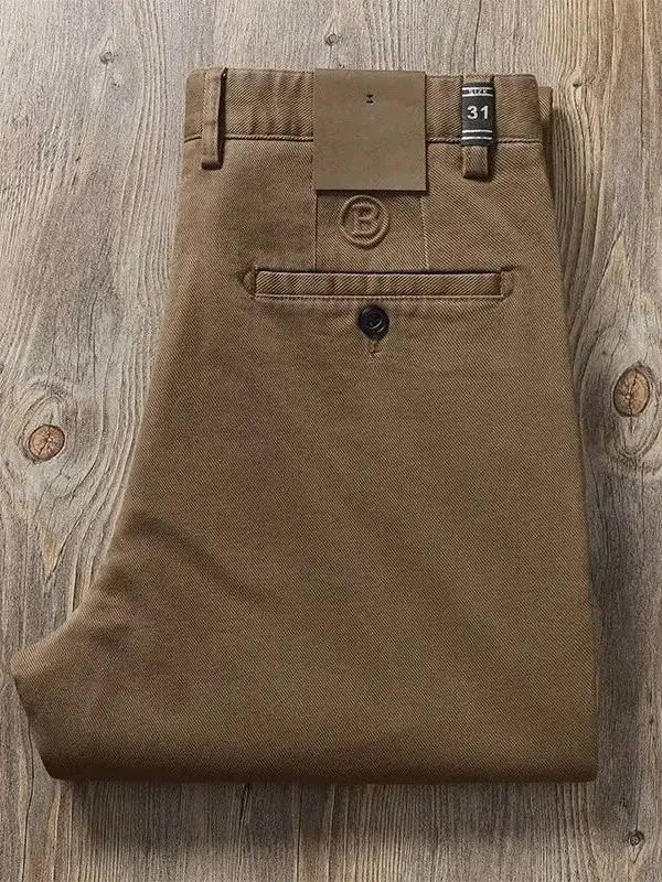 High-End Men's Casual Pants Business Casual  Color Straight Leg Wear-Resistant Embroidered Long Trousers