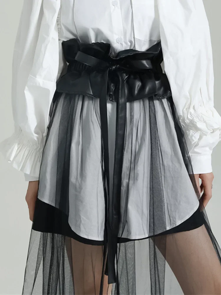 

Black Mesh Long Beach Skirt