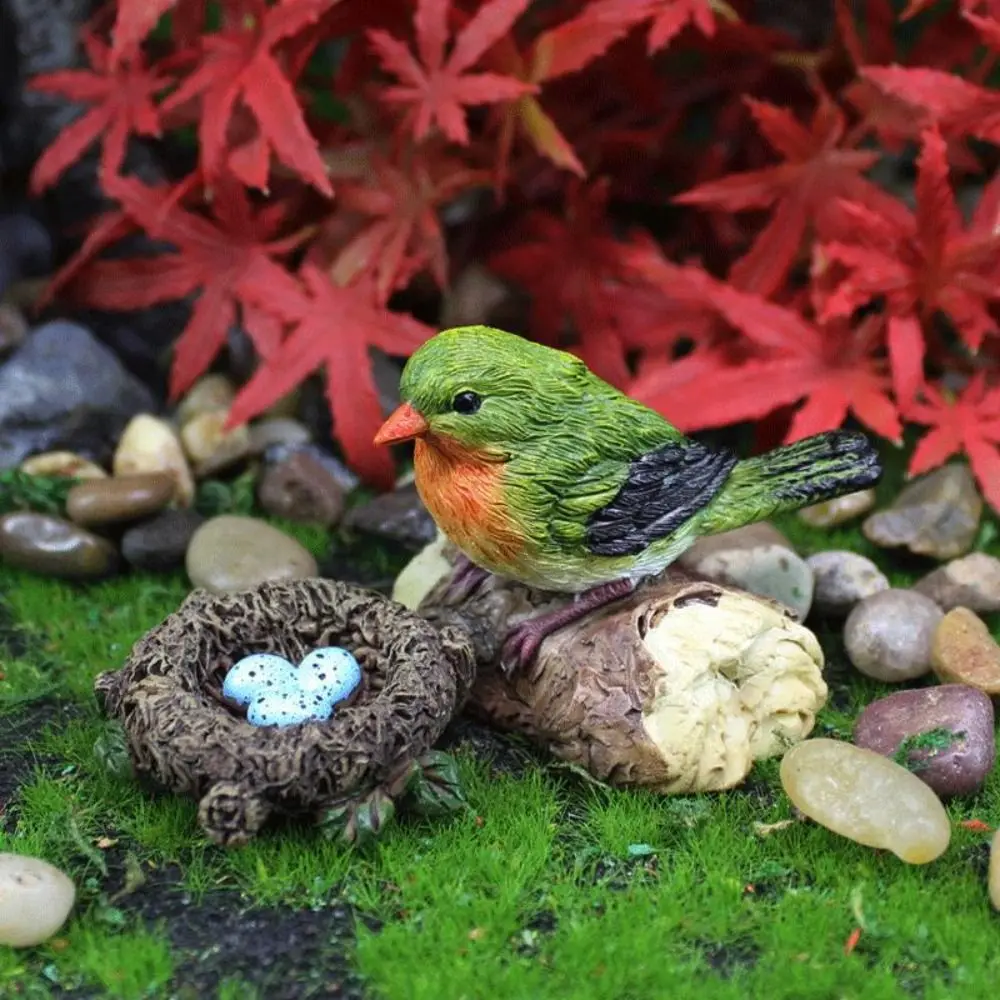 3/4pcs Crafts Resin Birds Statue Creative Cute Animal Sculpture Colorful Funny Miniatures Figurine Pool Landscape