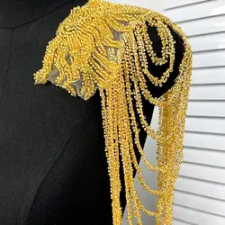 1PC Tassel Chain Shoulder Ornaments Wedding Dress Accessories Cloth Patch Shoulder Boards Badge DIY Clothing Accessories