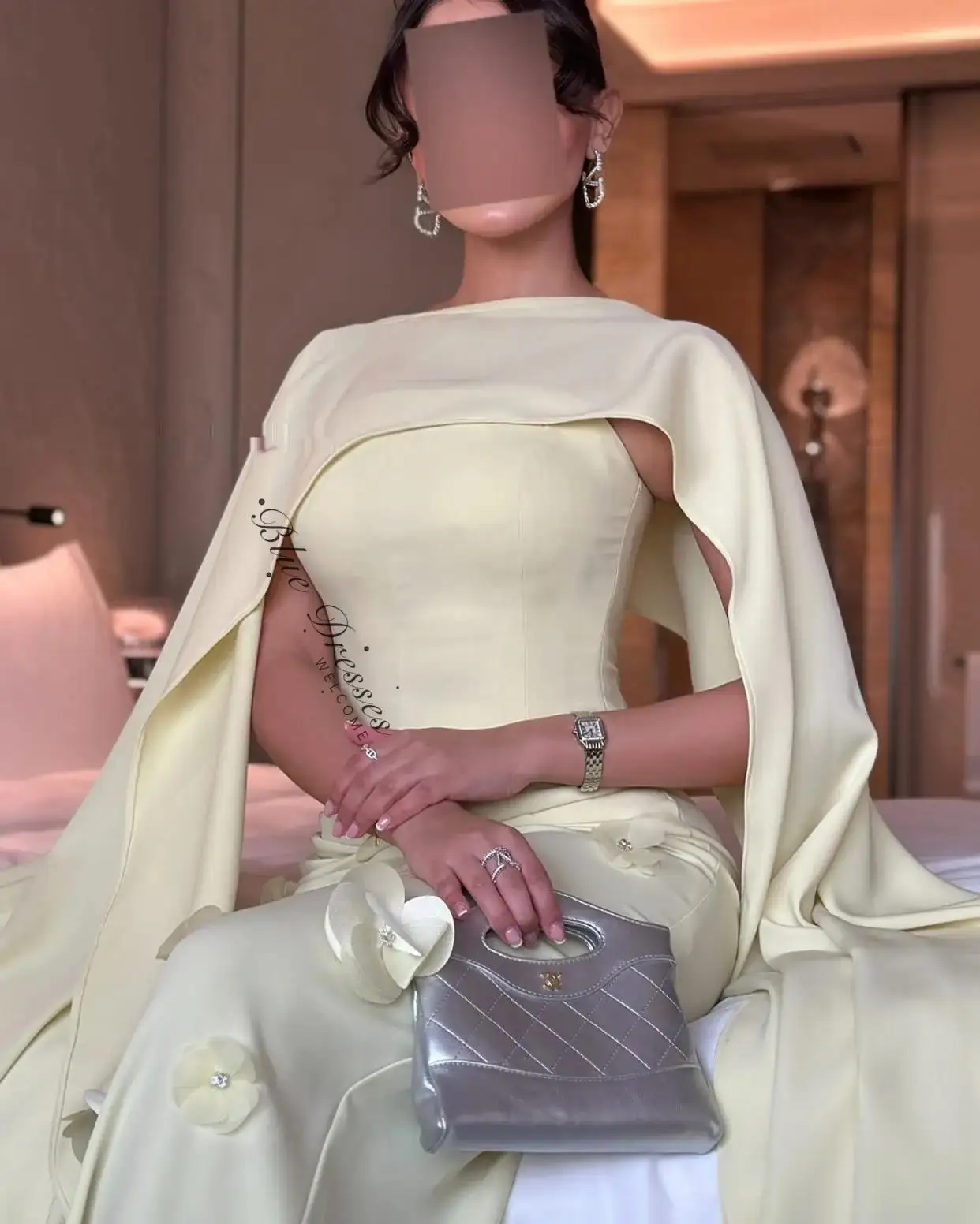Abiti da sera personalizzati Lunghezza pavimento Fiori 3D Abiti da ballo Abiti da festa formali da donna Abito da damigella d'onore di metà-orientale