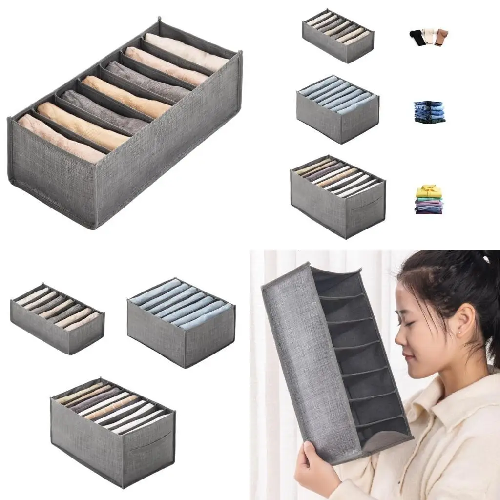 

E8BD Space Saving Pants Storage Box Durable Non Woven Fabric Pants Wardrobe Clothes Storage Container for Home