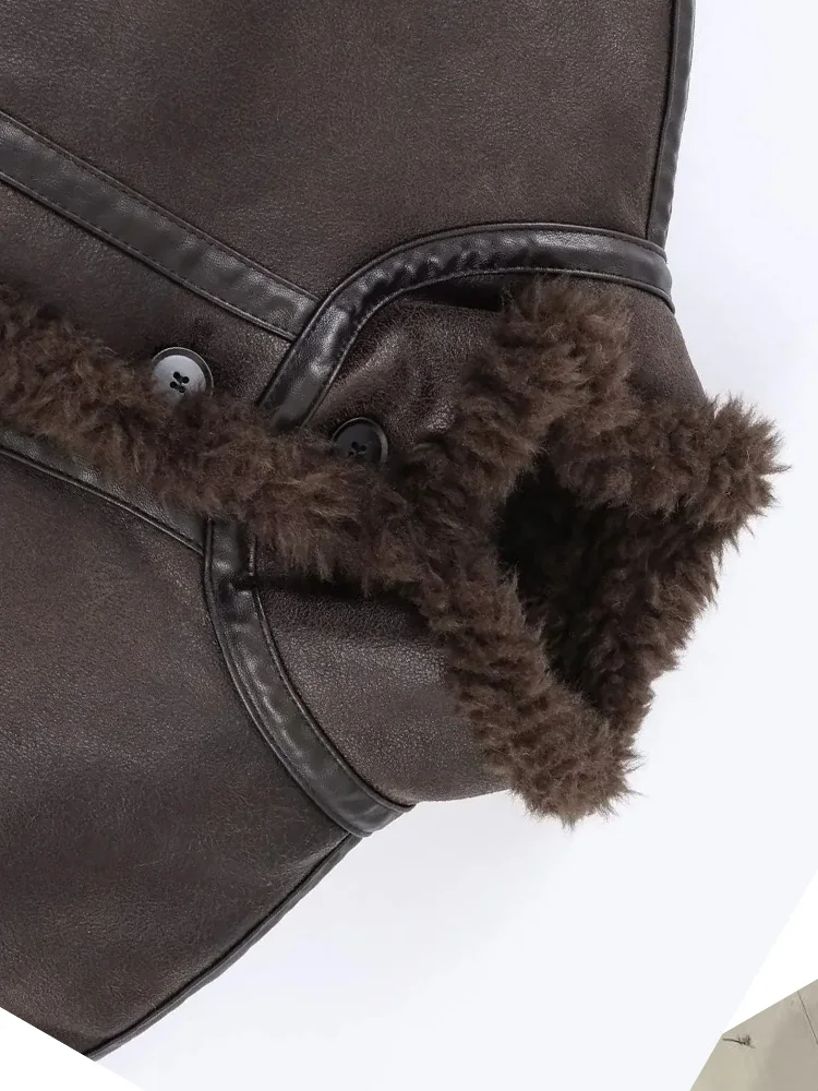 

HH Women Fashion Simple Fur Integrated Reversible Bomber Winter Jacket Female Versatile Stand Collar Casual Warm Jacket Mujer