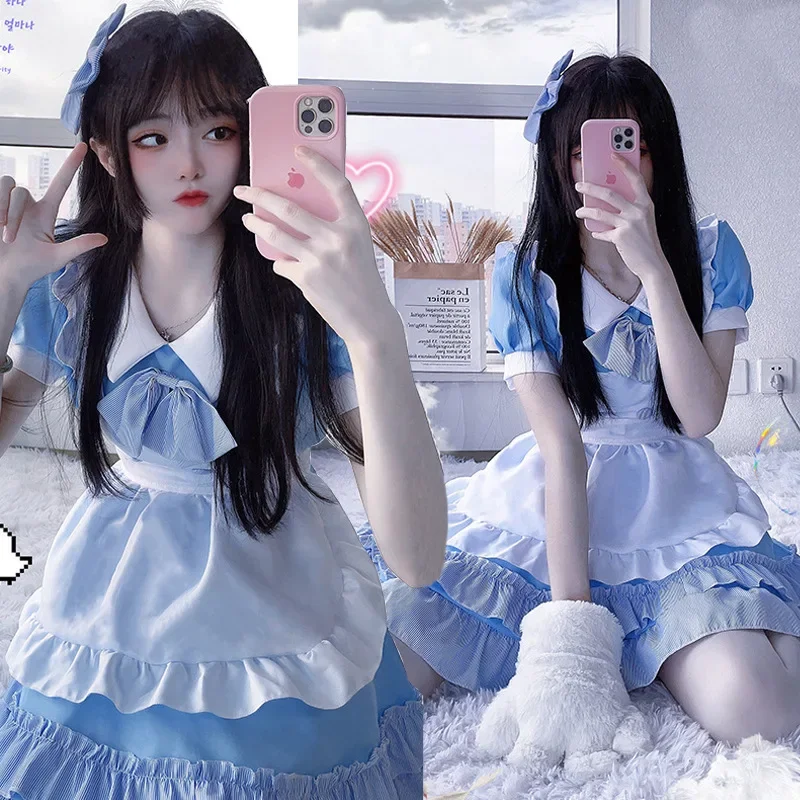 

Anime Two-dimensional Blue and White Maid Costume Cosplay Lolita Soft Girl Maid Costume Japanese Girl Dress