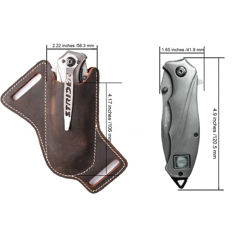 Cinturón supervivencia táctico con funda cuchillo cuero y bolsa clip